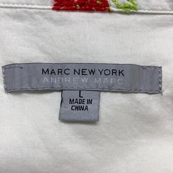 Marc New York L Floral Embroidered Button-Up Tie-Front Shirt Fun Park Picnic Cro - Picture 6 of 9